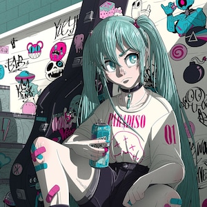 Grungesune Miku (Hatsune Miku) Print | Anime/Vocaloid Art Print