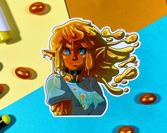 Psychedelic Lava Lamp Slime Girl | 90s 80s Retro Groovy Sticker | Anime Sticker | Waifu | Anime | Kawaii
