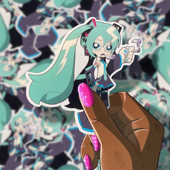 Smoke Break Hatsune Miku Sticker (PASWG Style) | Cute Anime Girl Sticker