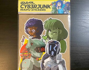 CY83RJUNK Waifu Sticker Pack | Cyberpunk Anime Waifu Stickers