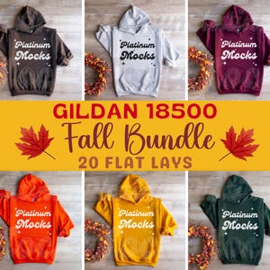 Gildan 18500 Mockup Bundle Fall Hoodie Mockups Flat Lay Sweatshirt Mockup Bundle Gildan 18500 Thanksgiving Mockups 20 Colors g185 mockups
