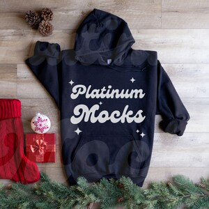 18500 Black Mockup Christmas Gildan 18500 Hoodie Mockup Christmas Sweatshirt Mockup Flat Lay Black Hooded Sweatshirt Mock Up Wood Background