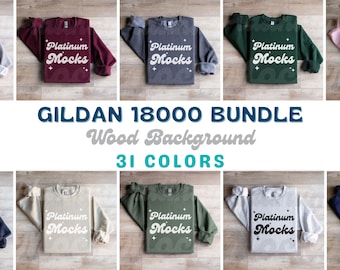 Gildan 18000 Mockup Bundle || Folded Flat Lay Mockup Bundle g180 Mockup Bundle Folded Sweatshirt Mockup Wood Background G18000 Mockup Bundle