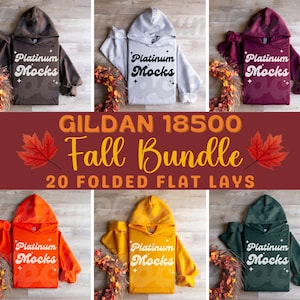 Gildan 18500 Mockup Bundle Fall Hoodie Mockups Folded Sweatshirt Flat Lay Mockup Bundle Gildan 18500 Thanksgiving Mockups g185 Mockup Autumn