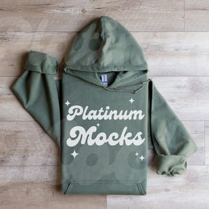 18500 Military Green Mockup Gildan 18500 Mockup Hoodie Sweatshirt Mockup  g18500 g185 Military Green Folded Flat Lay Mockup Wood Background