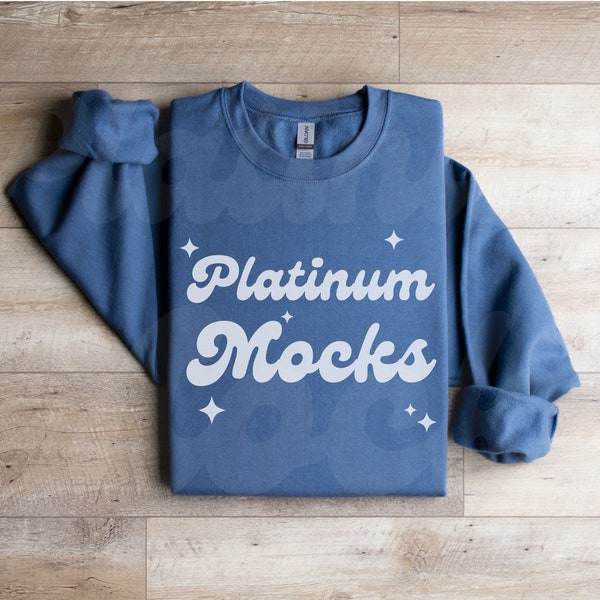 18000 Indigo Mockup || Indigo Blue Gildan 18000 Mockup Folded Sweatshirt Mockup Wood Background g18000 Mockup Flat Lay g180 Indigo Mockup