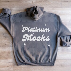18500 Charcoal Back Mockup Gildan 18500 Hoodie Sweatshirt Mockup Backside Flat Lay Mockup Wood Background g18500 Mockup g185 Charcoal Mockup
