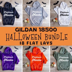 Gildan 18500 Mockup Bundle Halloween Hoodie Mockups Flat Lay Sweatshirt Mockup Bundle Gildan 18500 Halloween Mockups 18 Colors g185 mockup