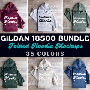 Gildan 18500 Mockup Bundle 35 Folded Hoodie Mockups g185 Mock Up Bundle Folded Sweatshirt Flat Lay Mock-up Gildan 18500 Wood Background