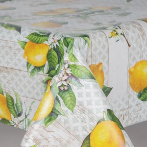 Lemons Patchwork Floral PVC Vinyl Wipe Clean Tablecloth - Wipe Clean Waterproof PVC Vinyl Tablecloth - Indoor and Outdoor Tablecloth