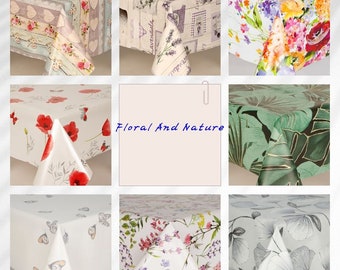 Floral & Nature PVC Vinyl Wipe Clean Tablecloth - Wipe Clean Waterproof PVC Vinyl Tablecloth - Indoor and Outdoor Tablecloth