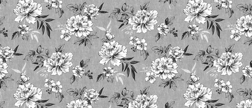 Nappe en vinyle PVC floral gris anthracite - Nappe en vinyle PVC imperméable par essuyage facile - Nappe d'intérieur et d'extérieur
