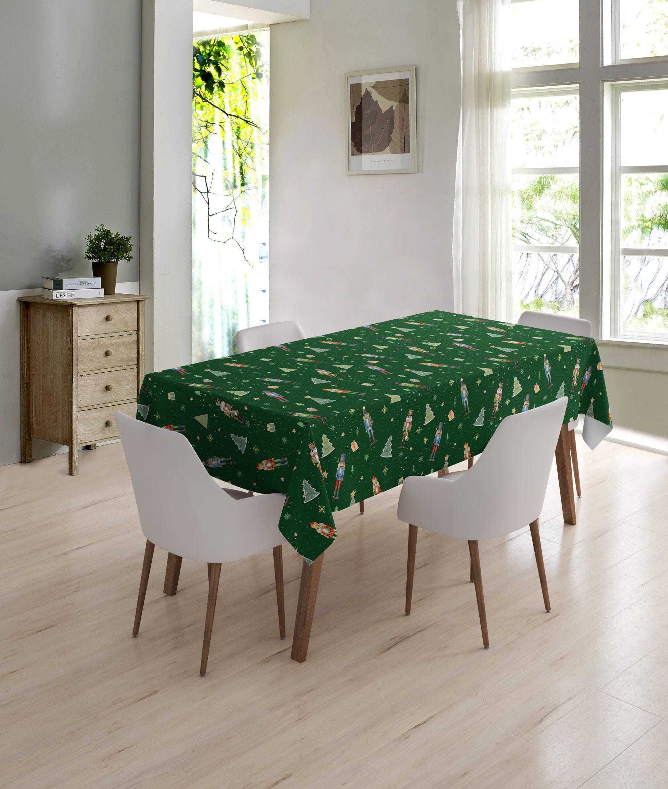 Nappe en vinyle PVC sapins verts de Noël - Nappe imperméable en vinyle PVC - Intérieur et extérieur