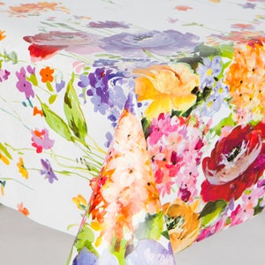 Floral Border Spring Red Green PVC Vinyl Wipe Clean Tablecloth - Wipe Clean Waterproof PVC Vinyl Tablecloth - Indoor and Outdoor Tablecloth
