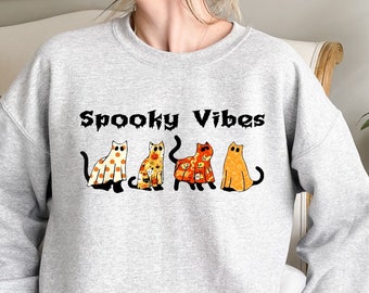 Black Cat Halloween Sweatshirt: Spooky Ghost Cat Sweater