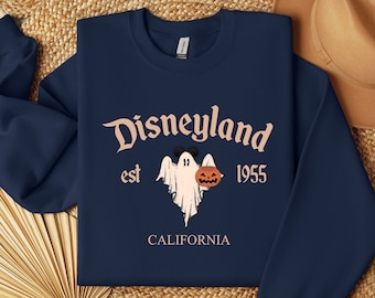Retro Disneyland Halloween Sweatshirt: Spooky Mickey Ghost, Pumpkin Design