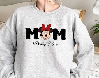 Disney Minnie Mom Sweatshirt, Minnie Mama Sweat, Custom Disney Mama Trip Sweatshirt,  Mother's Day Sweater, Mom Mouse Sweat, Mom Kids Name