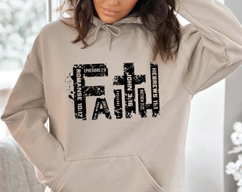 Faith Hoodie, Christian Cross Hoodie, Religious Hoodie, Church Sweatshirt, Jesus Shirt, Christian Shirt, Bible Verse hoodie, Christian gifts