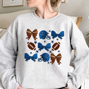 Coquette Bow Dallas Football Sweatshirt, Football Season Sweat, Cowboy American Football Coquette Bow Sweater, Dallas Gameday Gift