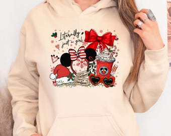 Literally Just a Girl Christmas Hoodie : Cozy Mouse Ears Hooded Sweatshirt for Park Trip
