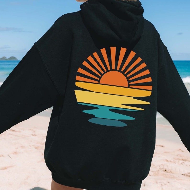 Sunset Rays Wavy Hoodie, Sunrise Hoodie, Sunshine Hoodie, Sun Rays Hoodie, Beachy Vibes Hoodie, Beach Hoodie, Sunset Hoodie, Trendy Hoodies