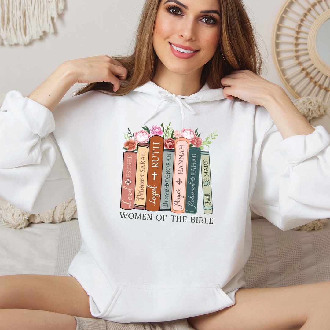 Women of the Bible Hoodie: Floral Book Design, Christian Faith - Etsy