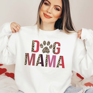 Dog Mama Leopard Sweatshirt, Dog Mom Crewneck, Dog Mom Gift, Paw Shirt, Pet Lover Shirt, Dog Sweatshirt, Dog Lover Shirt, Popular Dog Shirts