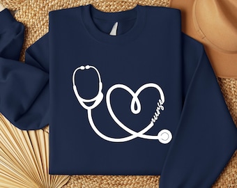 Stethoscope Heart Nurse Sweatshirt - Nursing School Gift