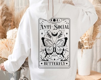 Anti-Social Butterfly Graphic Hoodie: Sarcastic Introvert Style