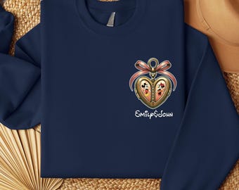 Mickey Locket Sweatshirt, Cute Locket Bow Sweater, Minnie Mickey Lover Sweatshirt, Couple Disneyworld Trip Sweat, Mickey Coquette Sweatshirt