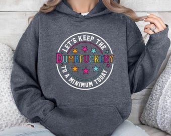 Sarcastic Humor Hoodie: "Let’s Keep The Dumbfuckery To A Minimum" Graphic Pullover