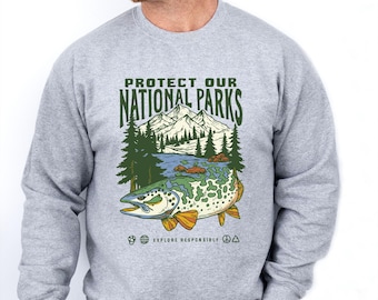 National Parks Sweatshirt: Protect Nature, Eco Explorer Crewneck Pullover