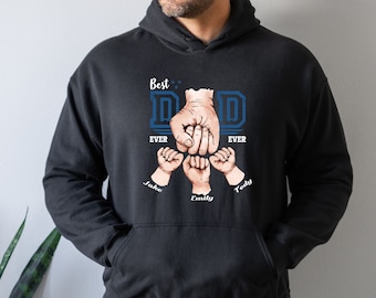 Custom Dad Fist Bump Hoodie, Kids Names Gift for Dad, Best Dad Ever Hoodie, Custom Matching Family Hoodie, Father’s Day Gift Idea