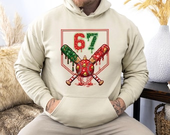 Viral 67 Hoodie: Funny Christmas Baseball, Six Seven Meme Hooded Pullover Gift