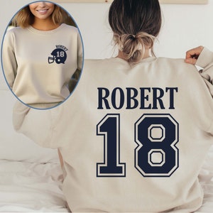 Custom Football Sweatshirt, Custom Name Number Football Crewneck, Game Day Sweatshirt, Football Season Sweatshirt, Football Mom Sweatshirt