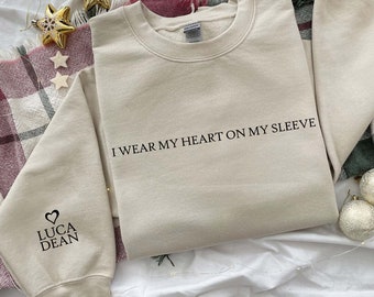 Custom 'Heart On My Sleeve' Sweatshirt - Personalized Mama Crewneck