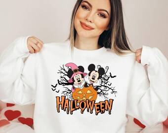 Disney Halloween Sweatshirt, Mickey and Minnie Halloween Sweatshirt, Disney Halloween Party Gift, Disneyland Halloween Sweat, Disney Trip