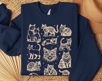 Vintage 90s Cat Sweatshirt: Retro Kitten Crewneck, Y2K Style