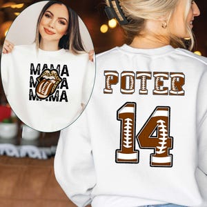 CUSTOM Football Mama Sweatshirt, Personalized Player Name and Number Sweatshirt, Football Season pullover, Fall Sports Mom sweatshirt