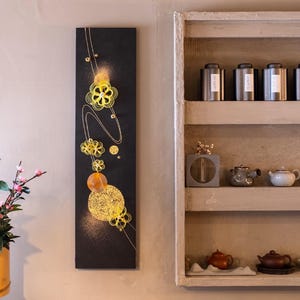 Gosai-kin del nuovo anno – Arte murale magnetica con Mizuhiki e foglia d'oro