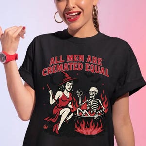 Alle mannen zijn gecremeerd gelijk shirt, feministische halloween-t-shirt, grappige vrouw halloween-shirt, retro spookachtig shirt, grappige herfst, vrouw trending