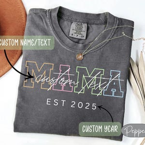 Comfort Colors® Mama Est Year Shirt, Mothers Day Gift For Mom, Custom Mama Shirt, Mom Birthday Gift, Unique Mom Gift, Pregnancy Announcement