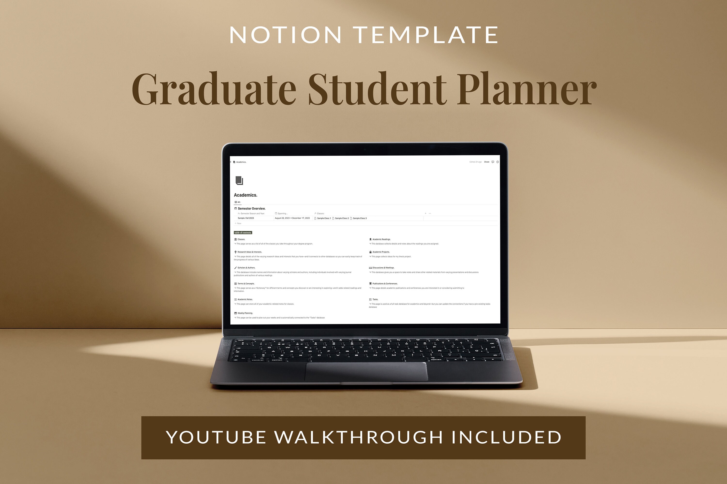 Graduate Student Notion Planner: All-in-One Academic Template