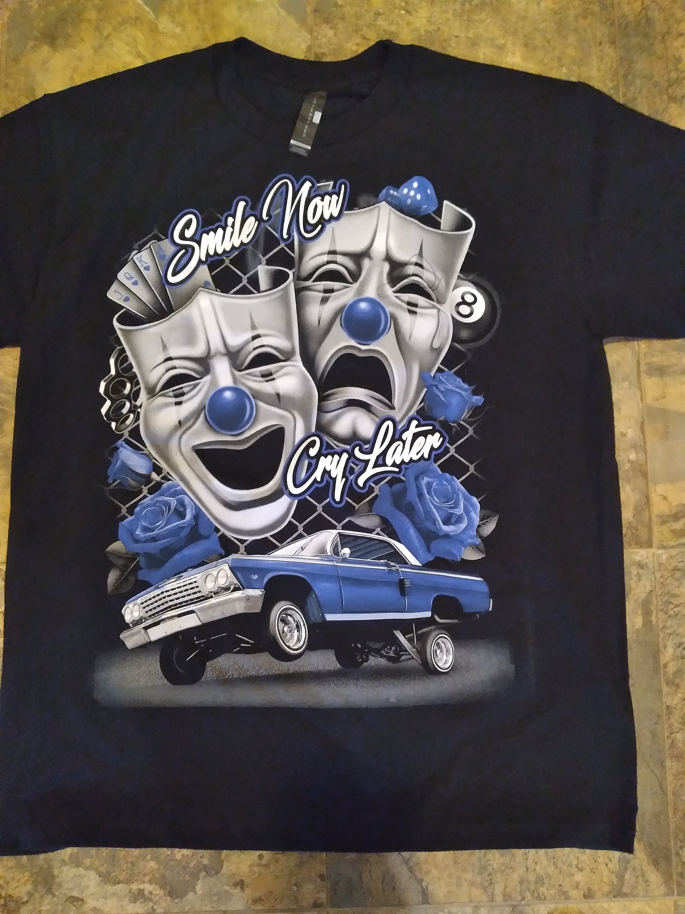 Smile Now Cry Later Blue Unisex Shirts Chicano Art - Etsy Smile Now Cry Later Blue Unisex Shirts Chicano Art - Etsy