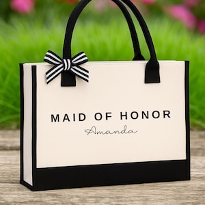 Personalized Maid of Honor Tote Bag, Custom Bridal Party Bags, Bridesmaid Gift, Unique Maid of Honor Gifts