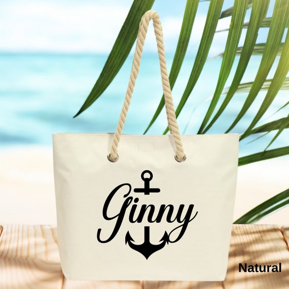 Monogrammed Anchor Tote Bag: Personalized Nautical Beach Bag