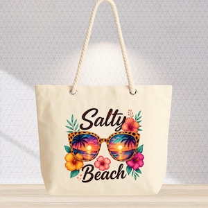 Beach Rope Handle Natural Tote Bag, Personalized Bridesmaid Gift, Custom Jute Bag, Bachelorette Party, Wedding Tote, Beach Bags