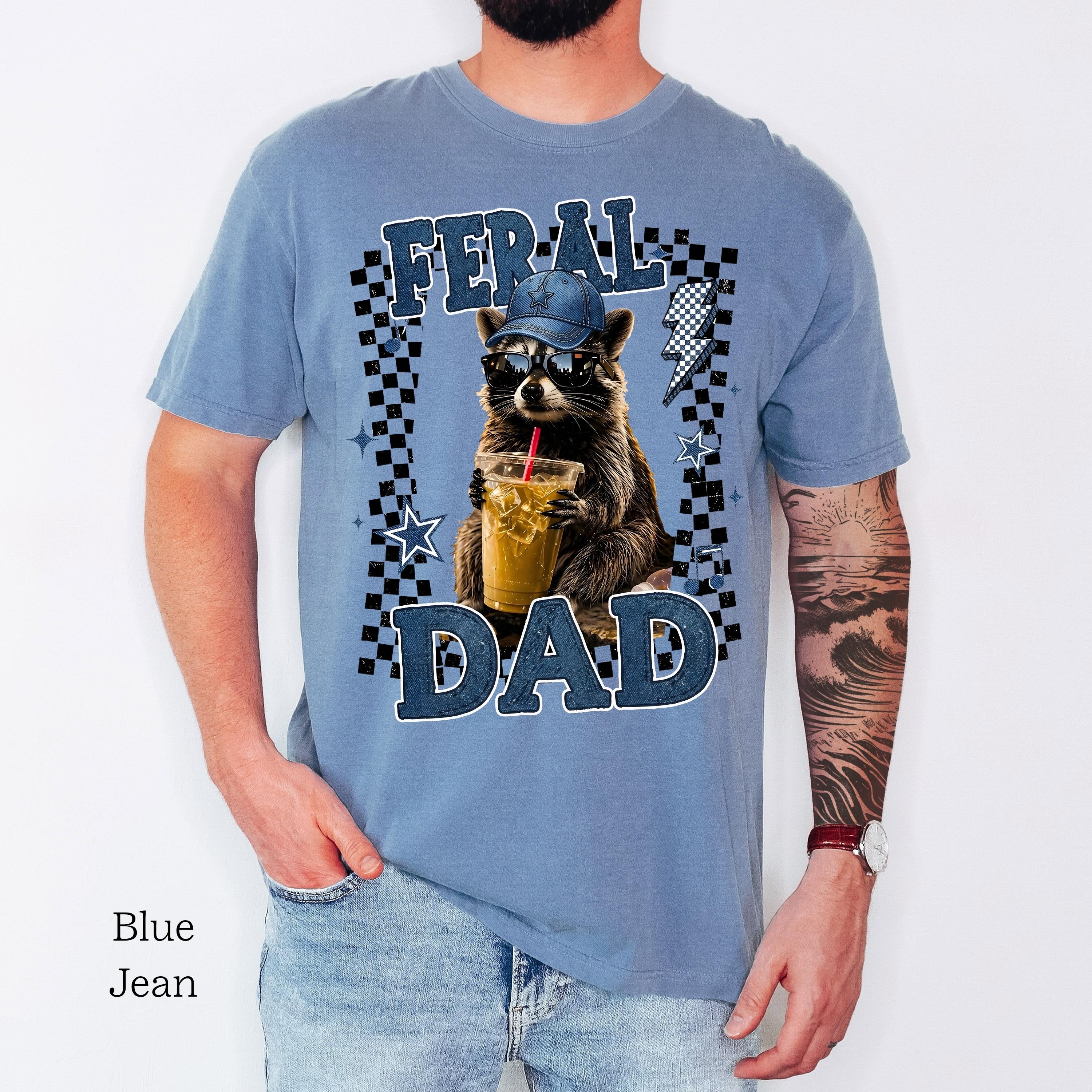 Feral Dad Raccoon PNG, Funny Animal Father Shirt Design, Iced Coffee ...