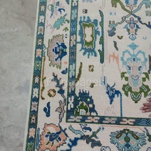 Blue White Rug, Oushak Rugs 9X12, Handknotted Wool Oushak Rugs, Rug For Bedroom, Kitchen, Kids Room, Living Room, 10x14 Area rugs