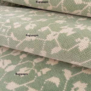 Handgeknoopt wollen vloerkleed – moderne Oushak-stijl, lichtblauw